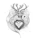 heart fire tattoo design idea