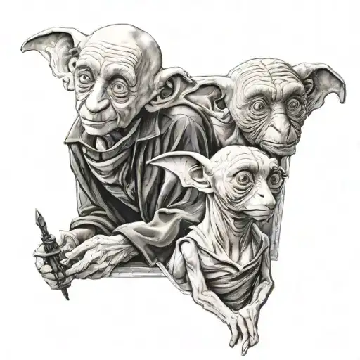 Harry Potter and Dobby wearing tattoo design idea