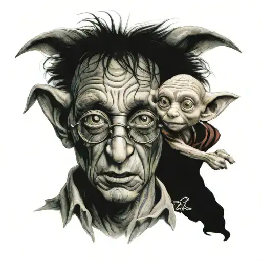 Harry Potter and Dobby Harry Potter tattoo design idea