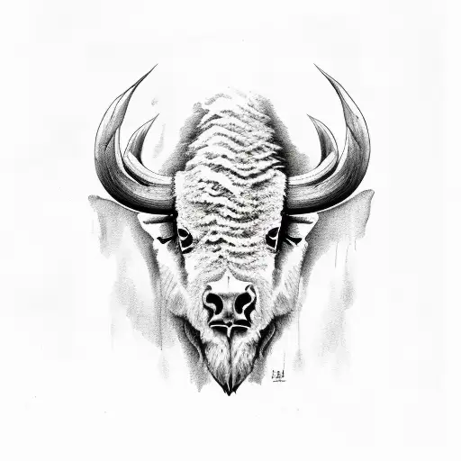half bison half skull tattoo design idea