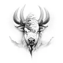 half bison half skull tattoo design idea