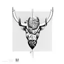 half bison half skull tattoo design idea