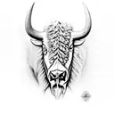 half bison half skull tattoo design idea