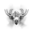 half bison half skull tattoo design idea