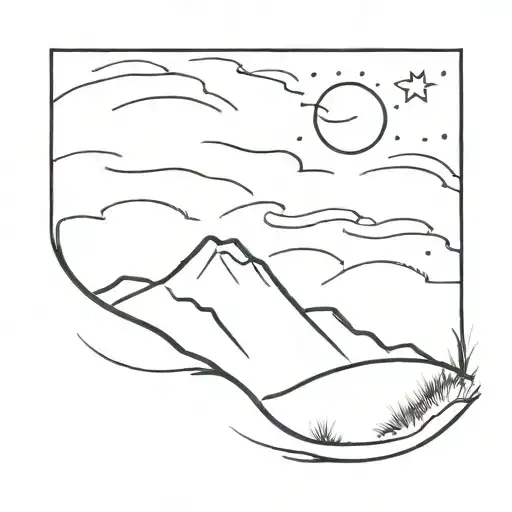 night sky and sand dune landscape tattoo design idea