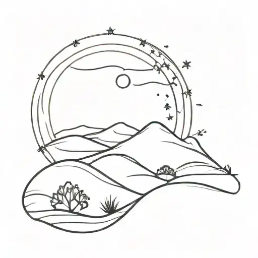 night sky moon and sand dune landscape tattoo tattoo design idea
