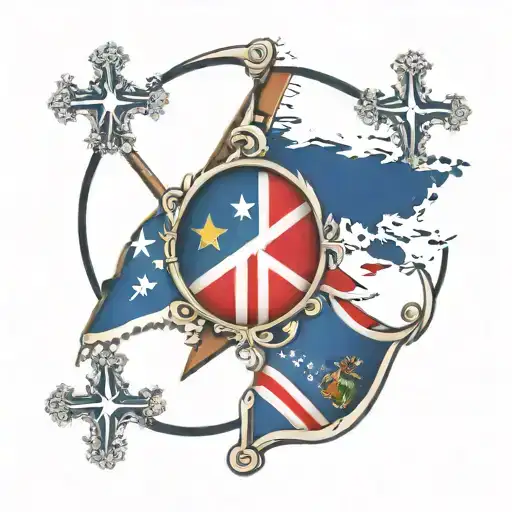 Dominican Republic and Puerto Rico Flags with ADN sign tattoo design idea
