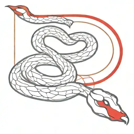 snake with red thread crossed together representing tattoo design idea