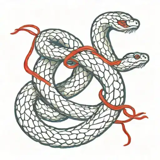 snake with red thread crossed together representing tattoo design idea