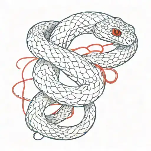 snake with red thread crossed together representing tattoo design idea
