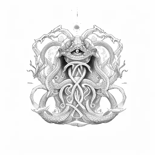 Jormungandr and Yggdrasil tattoo design idea