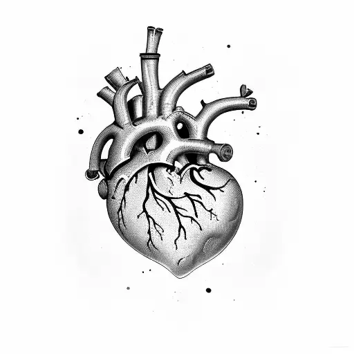 anatomic human Heart with lettering tattoo design idea