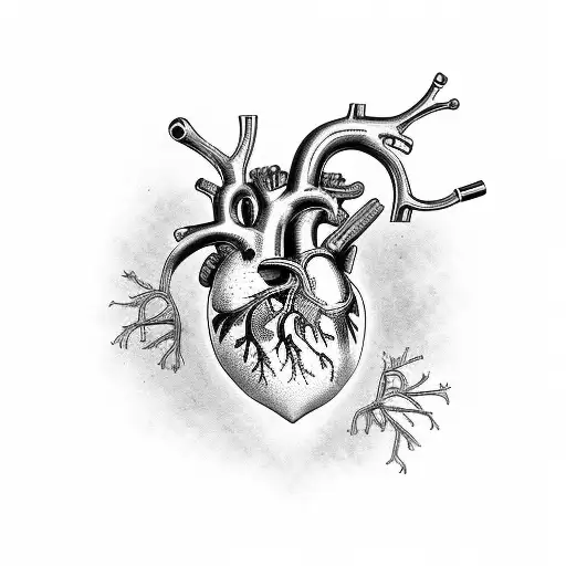 anatomic human Heart with labels  tattoo design idea