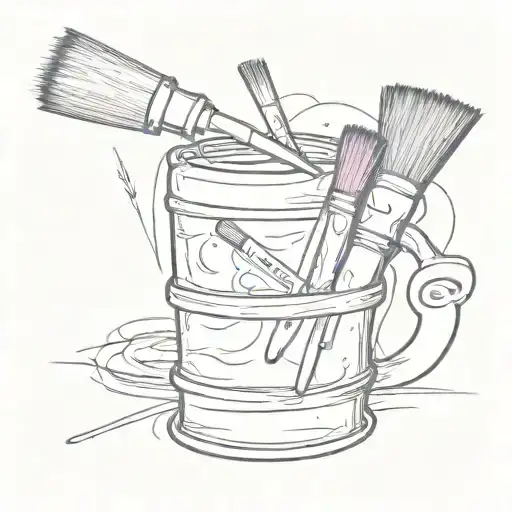 paint brush and paint can / RIP DAD memories tattoo design idea