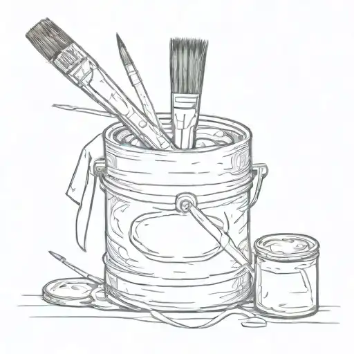 paint brush and paint can / RIP DAD memories tattoo design idea