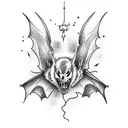 hunted castle end of road with bats  tattoo design idea