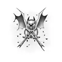 hunted castle end of road with bats  tattoo design idea