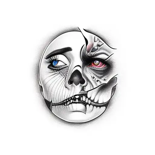 two face tattoo design idea
