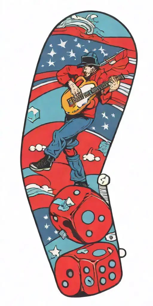 telecaster; Soldier; gambler; roll the dice  tattoo design idea