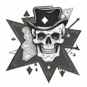 A tattoo design featuring a skull and crossbones surrounded by playing cards, representing your love for gambling and fighting tattoo design idea