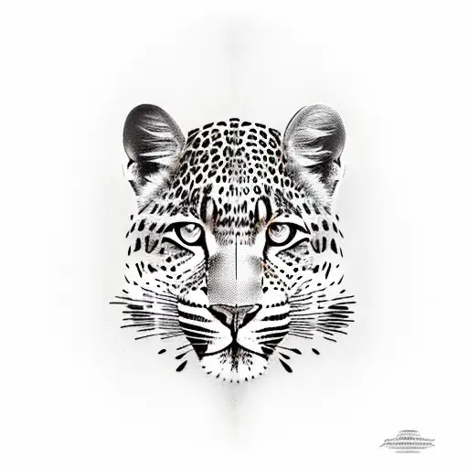 leopard with mountain background tattoo design idea