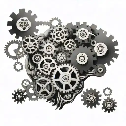 A brain with gears and cogs symbolizing the complexity of the mind tattoo design idea