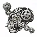 A brain with gears and cogs symbolizing the complexity of the mind tattoo design idea