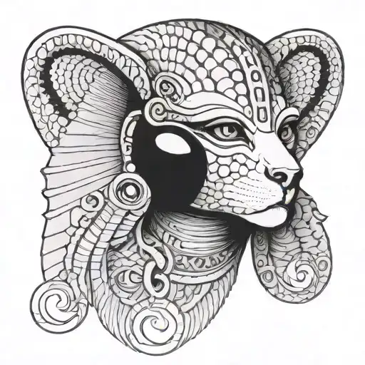 sphinx face with 3 eyes tattoo design idea