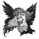 Orpheus and Eurydice separated and looking tattoo design idea