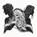 Orpheus and Eurydice separated and looking tattoo design idea