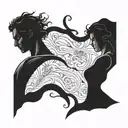 Orpheus and Eurydice separated and looking tattoo design idea