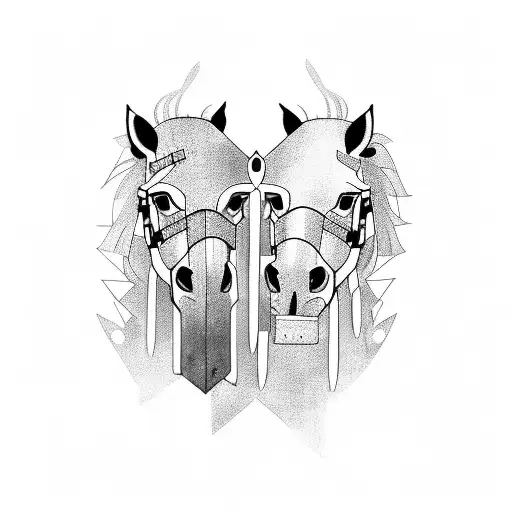 castle horse and knight tattoo design idea