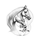 castle horse and knight tattoo design idea