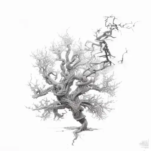 Tree half dead & half blossoming  tattoo design idea