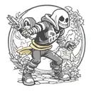 Undertale sans v chara fight scene tattoo design idea