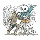 Undertale sans v chara fight scene tattoo design idea