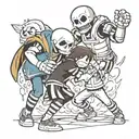 Undertale sans v chara fight scene tattoo design idea