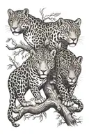 jaguar and panther family tree intertwined tattoo design idea