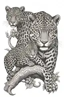 jaguar and panther family tree intertwined tattoo design idea