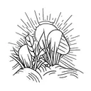 3 pieces of wheat with a sunset in the background tattoo design idea