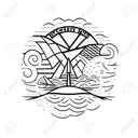 3 pieces of wheat with a sunset in the background tattoo design idea