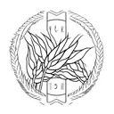 3 pieces of wheat with a sunset in the background tattoo design idea