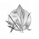 wheat with a sunset in the background tattoo design idea