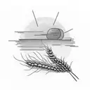 wheat with a sunset in the background tattoo design idea