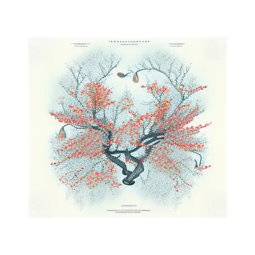 delicate trail of cherry blossom, hawthorn and poppy gracefully winding along the spine. on one folwer is as butterfly tattoo design idea