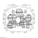 5 people family tattoo design idea