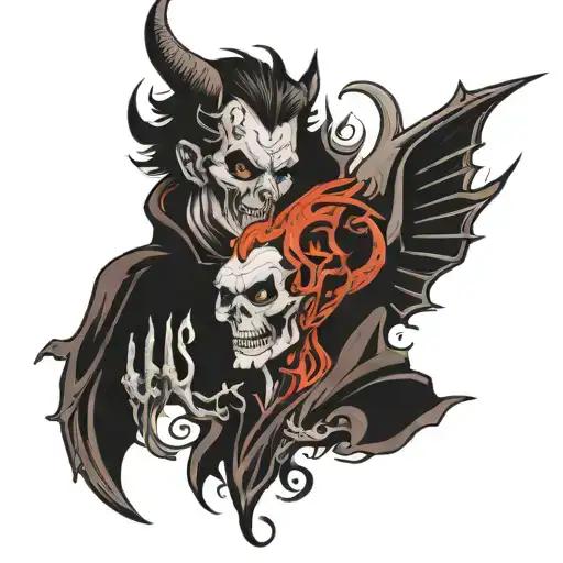 God and Satan tattoo design idea