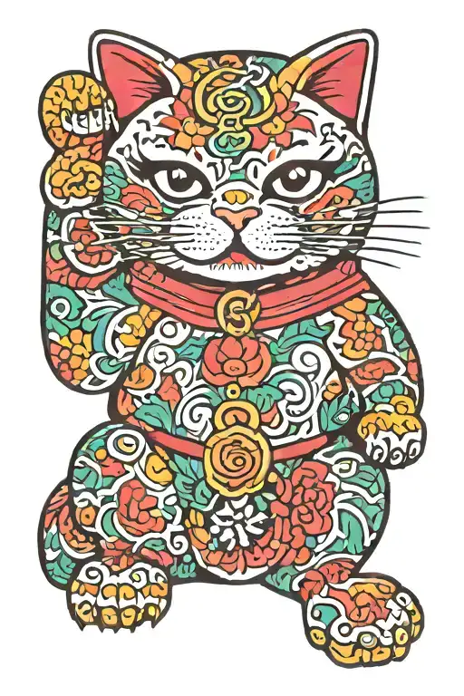 lucky cat tattoo design idea
