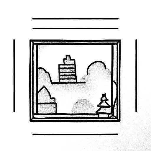 south of France  window scene tattoo design idea