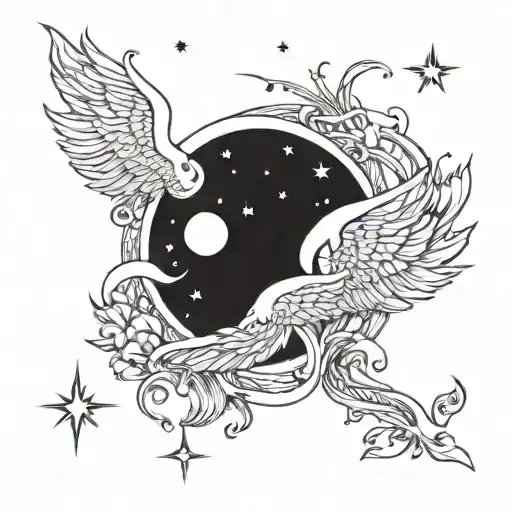 A celestial themed tattoo incorporating our wedding date June 15, 2024 tattoo design idea
